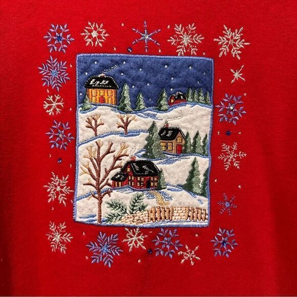 Bobbie Brooks “Ugly Sweater” Christmas Crewneck - Red, Size Small - Picture 2 of 11